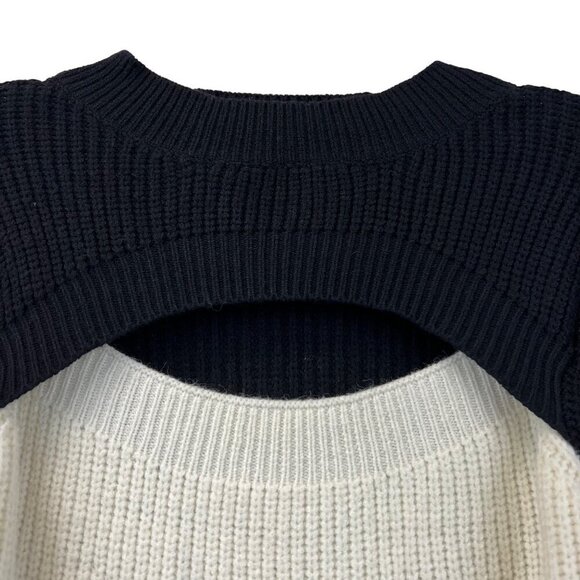 Dee Elly Womens Cut Out Sweater Long Sleeve Black/Ivory Colorblock Size Small - Picture 3 of 9